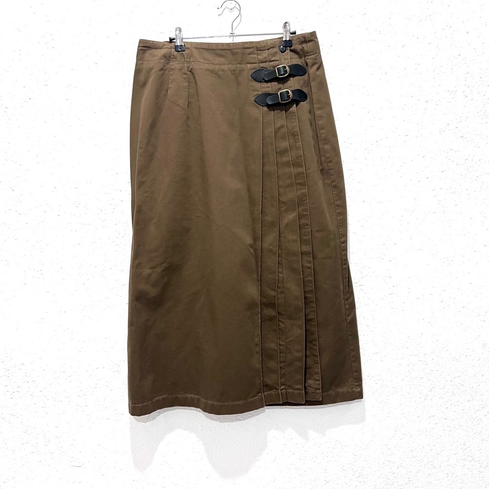 Ruff Hewn Brown Midi Skirt with‎ Buckle Accents 14W